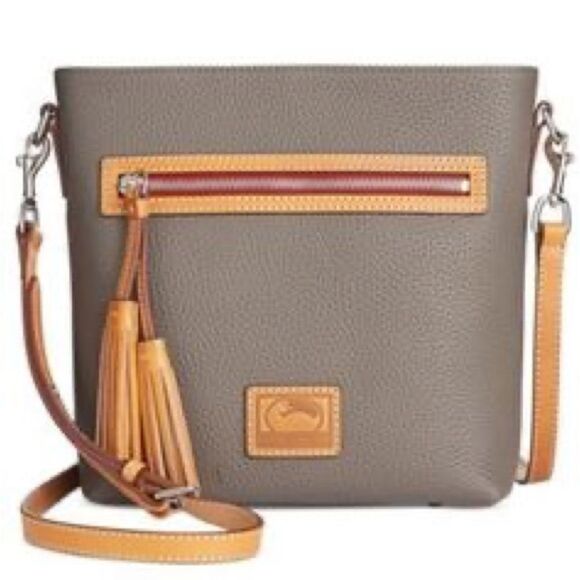 DOONEY & BOURKE Grey Leather Hobo Shoulder Bag Crossbody Tassel Lani Zip Zip - Picture 13 of 13
